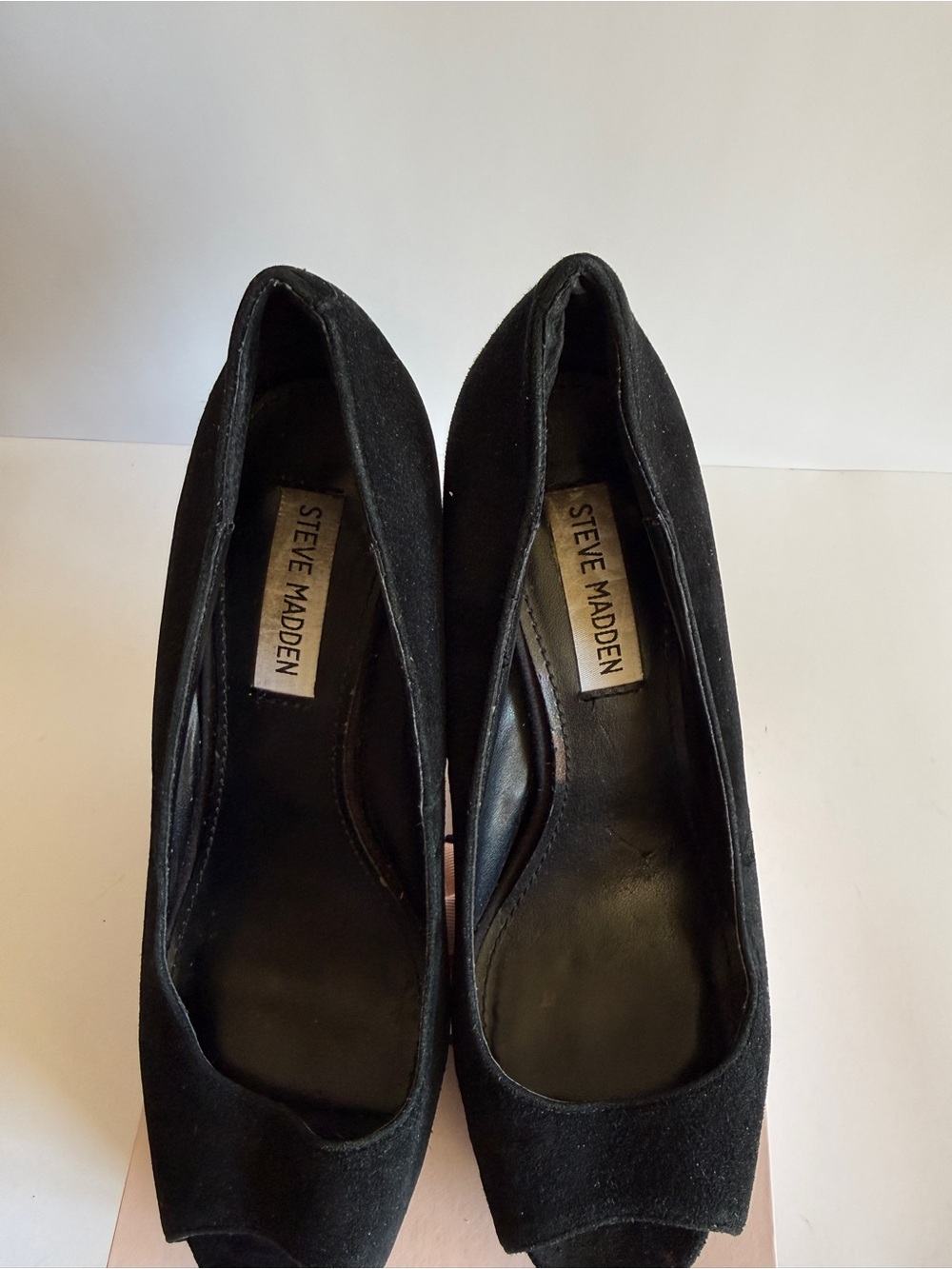 PreLoved Steve Madden Black Suede Y2K Peep Toe Platform Pumps 7.5 Fair Condition - Picture 8 of 17